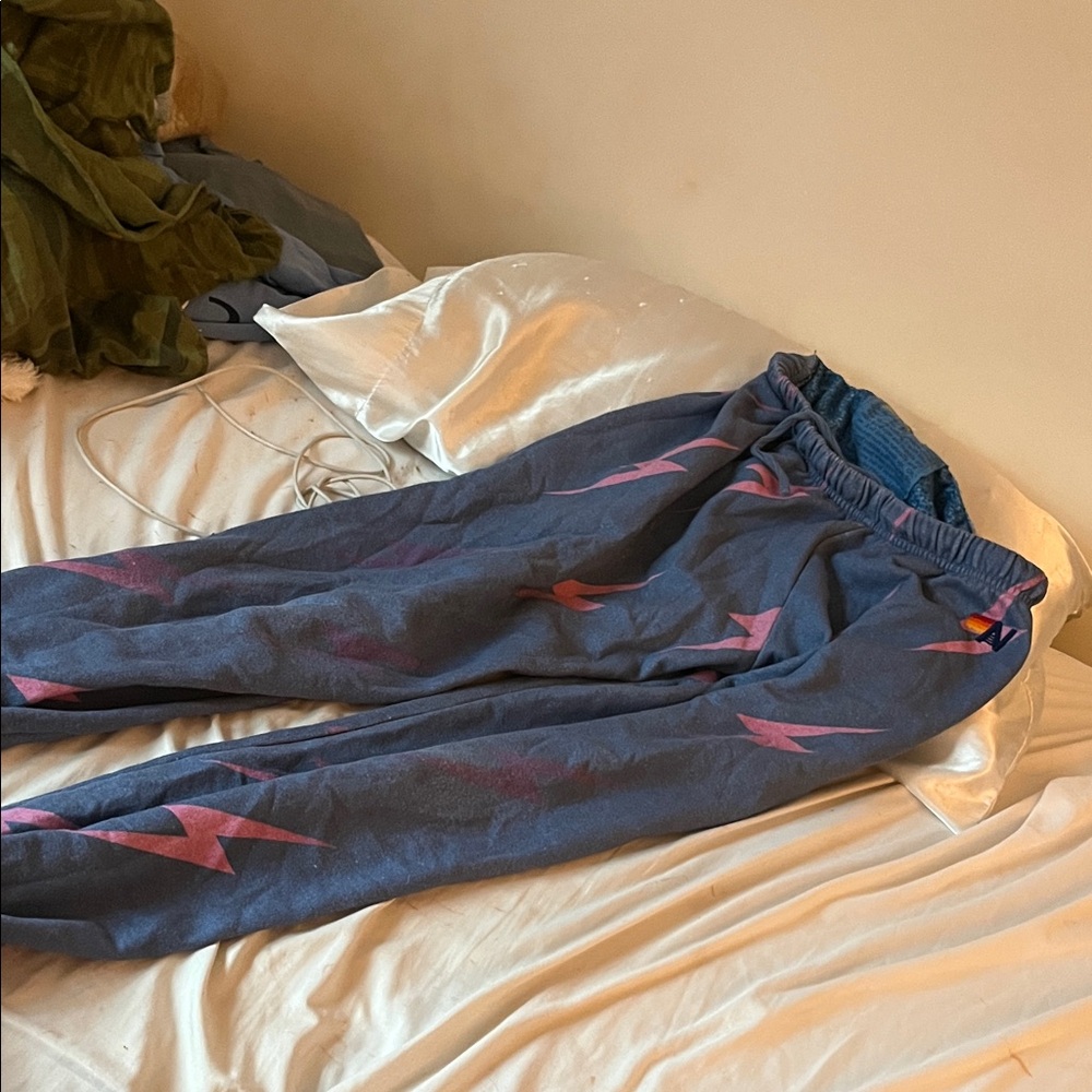 LIMITED EDITION Aviator Nation Blue and Pink Lightning Joggers
